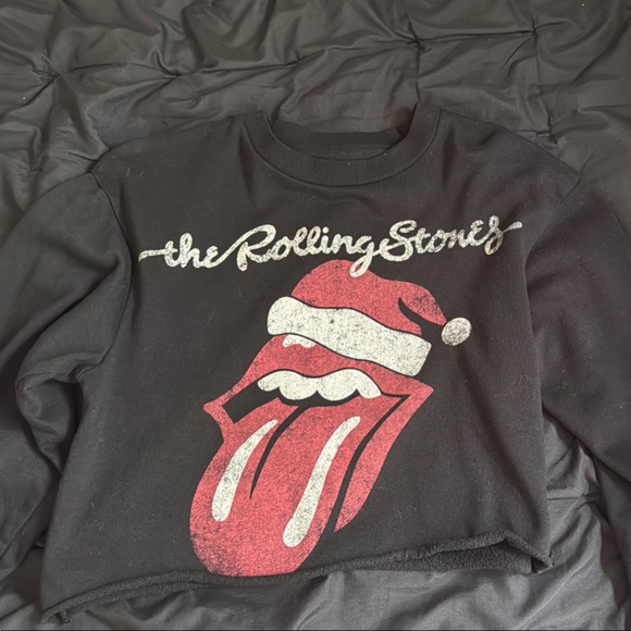 the Rolling Stones Sweaters - The Rolling Stones Black and Red Graphic Hoodie